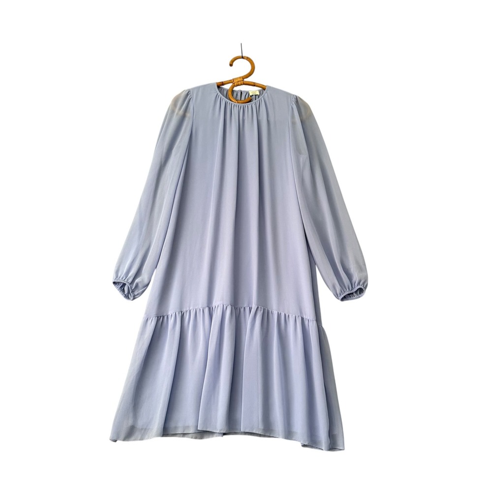 Aritzia | Wilfred | Miriam Dress Soft Iris Long Sleeve Tiered Chiffon Size XS